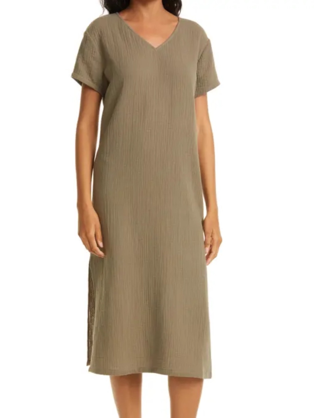 Jenni Kayne Cotton Vneck Midi Shift Dress
